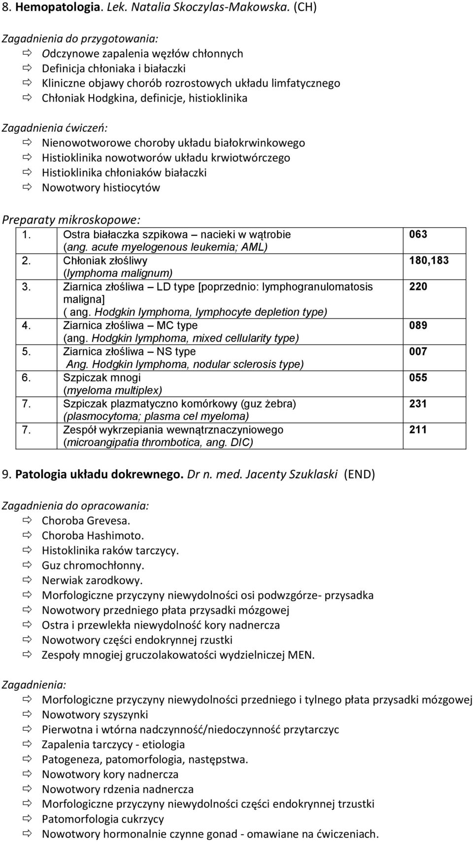 układu białokrwinkowego Histioklinika nowotworów układu krwiotwórczego Histioklinika chłoniaków białaczki Nowotwory histiocytów 1. Ostra białaczka szpikowa nacieki w wątrobie (ang.