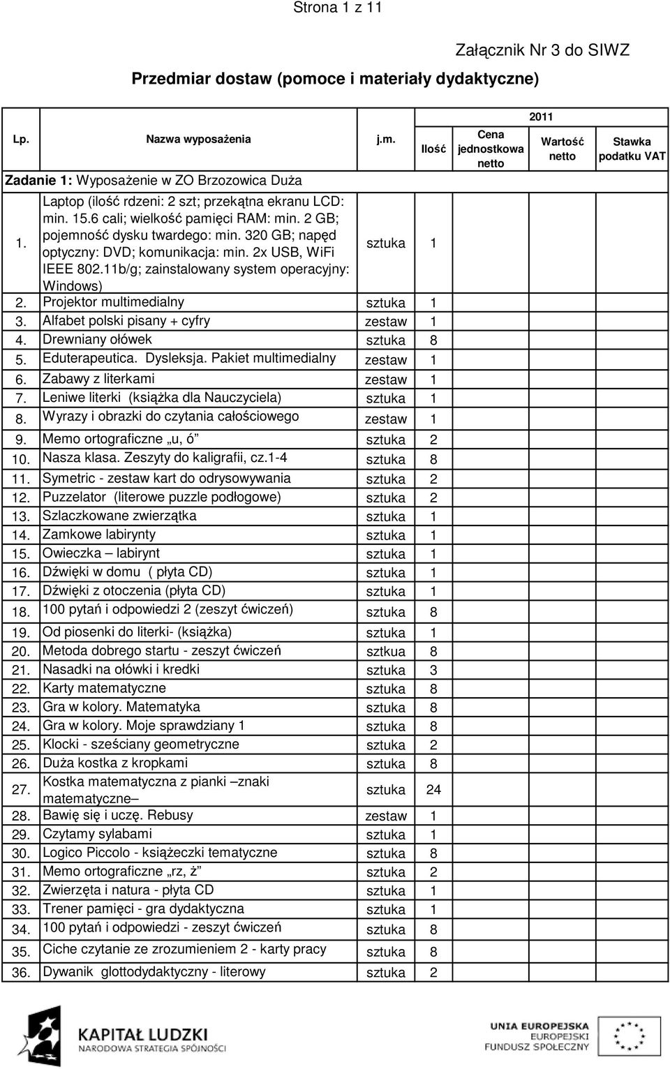 Projektor multimedialny 3. Alfabet polski pisany + cyfry zestaw 4. Drewniany ołówek sztuka 8 5. Eduterapeutica. Dysleksja. Pakiet multimedialny zestaw 6. Zabawy z literkami zestaw 7.