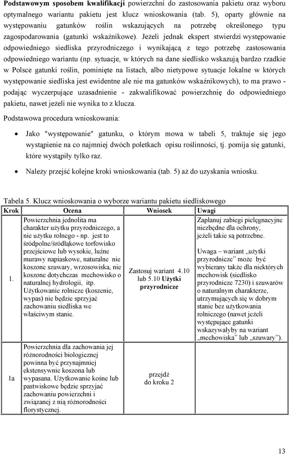 Jeżeli jednak ekspert stwierdzi występowanie odpowiedniego siedliska przyrodniczego i wynikającą z tego potrzebę zastosowania odpowiedniego wariantu (np.