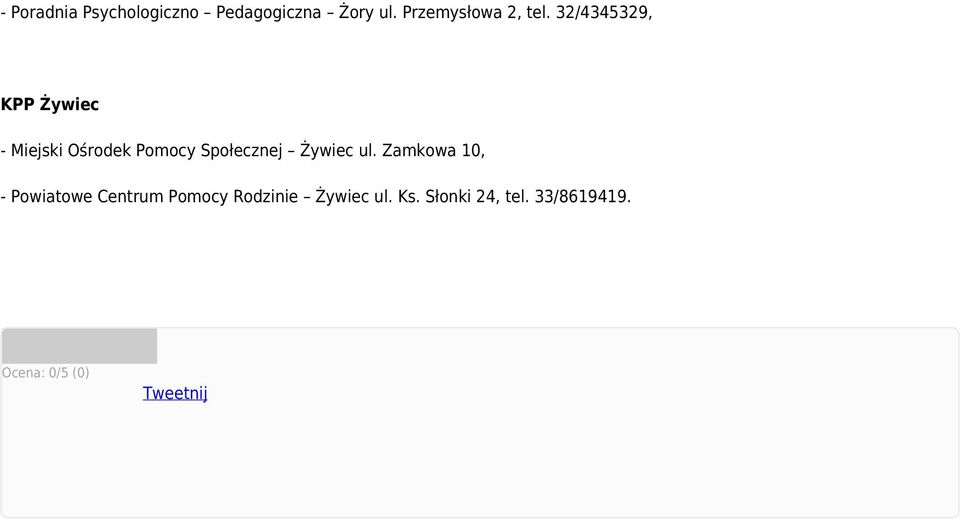 32/4345329, KPP Żywiec - Miejski Ośrodek Pomocy Społecznej