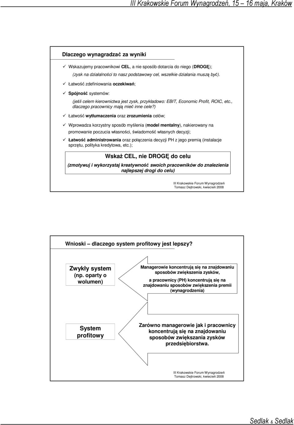 ) Łatwość wytłumaczenia oraz zrozumienia celów; Wprowadza korzystny sposób myślenia (model mentalny), nakierowany na promowanie poczucia własności, świadomość własnych decyzji; Łatwość