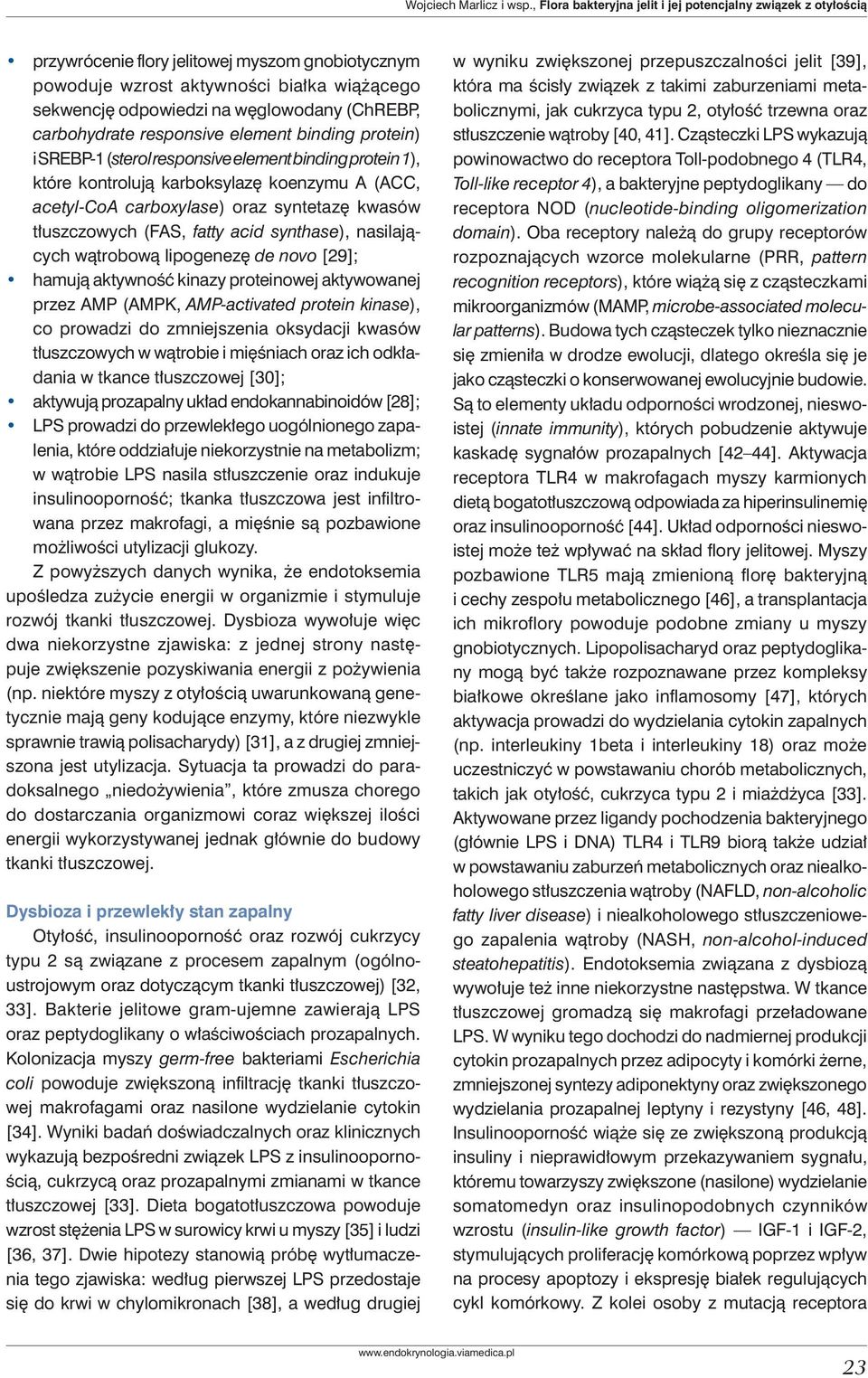 (ChREBP, carbohydrate responsive element binding protein) i SREBP-1 (sterol responsive element binding protein 1), które kontrolują karboksylazę koenzymu A (ACC, acetyl-coa carboxylase) oraz