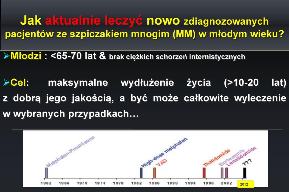 Młodzi : <65-70 lat & brak ciężkich schorzeń internistycznych Cel: