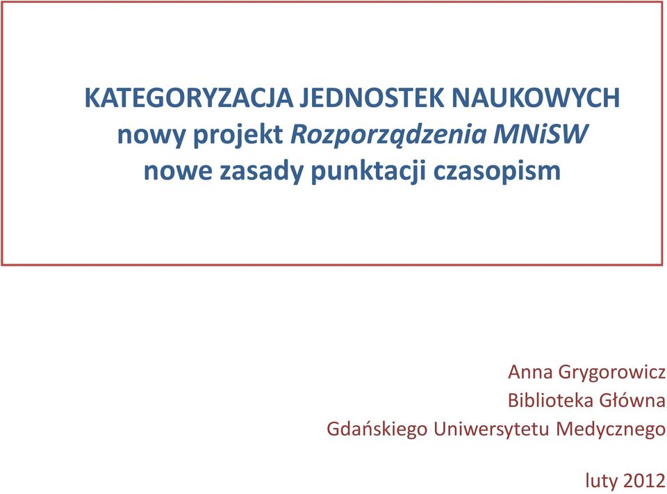 punktacji czasopism Anna Grygorowicz