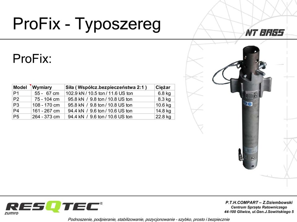 3 kg P3 108-170 cm 95.8 kn / 9.8 ton / 10.8 US ton 10.6 kg P4 161-267 cm 94.4 kn / 9.6 ton / 10.