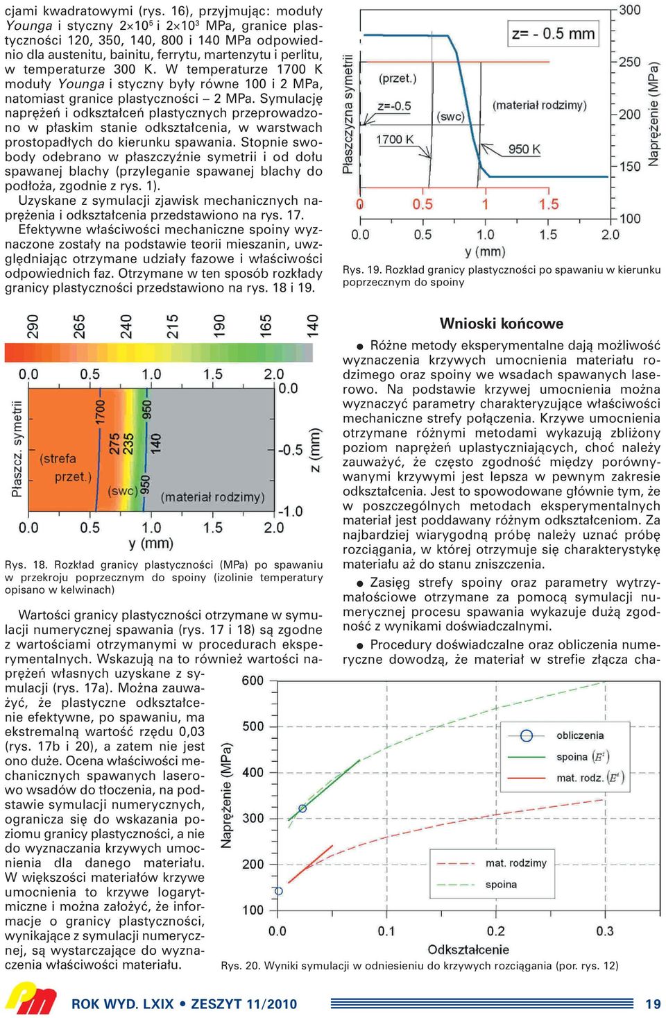 K. W temperaturze 1700 K modu y Younga i styczny by y równe 100 i 2 MPa, natomiast granice plastycznoêci 2 MPa.