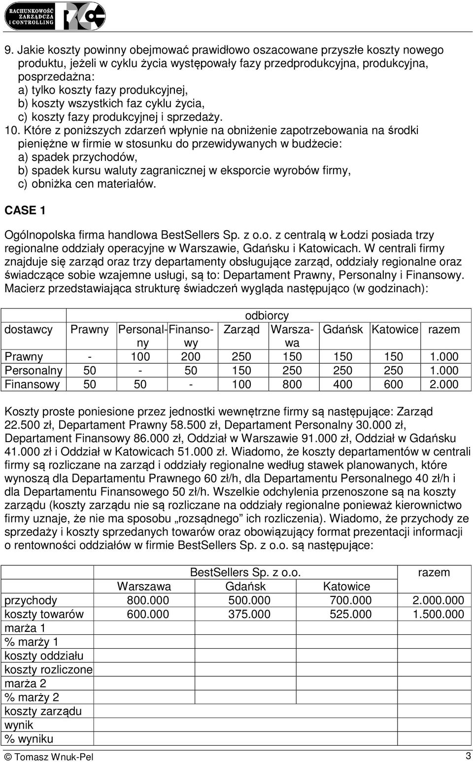 Które z poniższych zdarzeń wpłynie na obniżenie zapotrzebowania na środki pieniężne w firmie w stosunku do przewidywanych w budżecie: a) spadek przychodów, b) spadek kursu waluty zagranicznej w