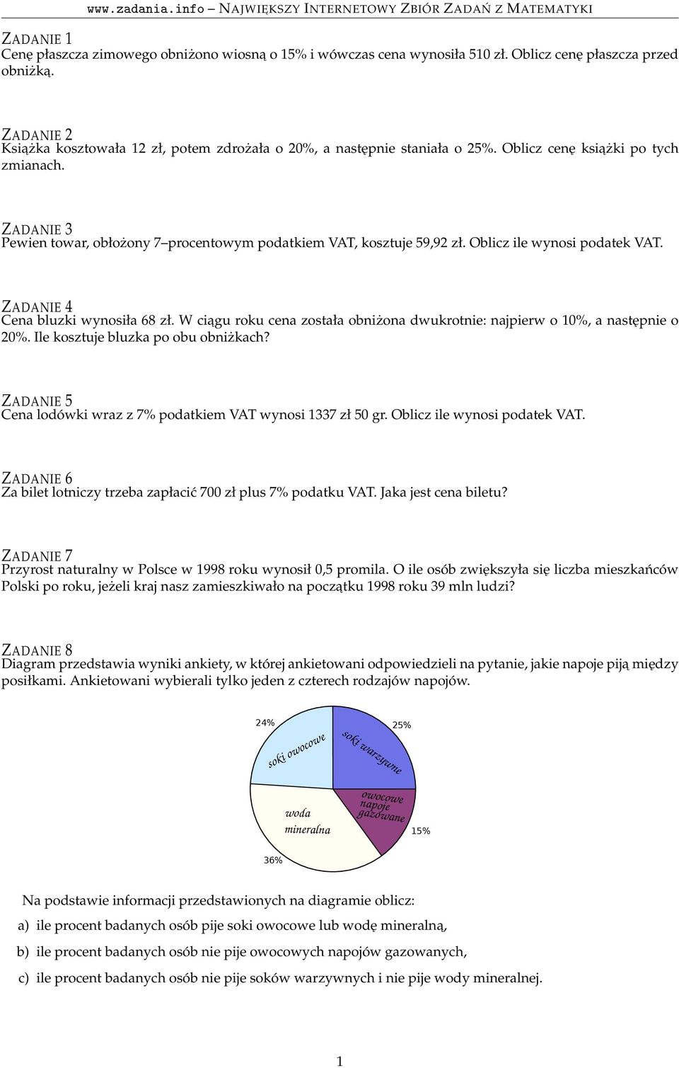 Cena lodówki wraz z 7% podatkiem VAT wynosi 1337 zł 50 gr. Oblicz ile wynosi  podatek VAT. - PDF Free Download