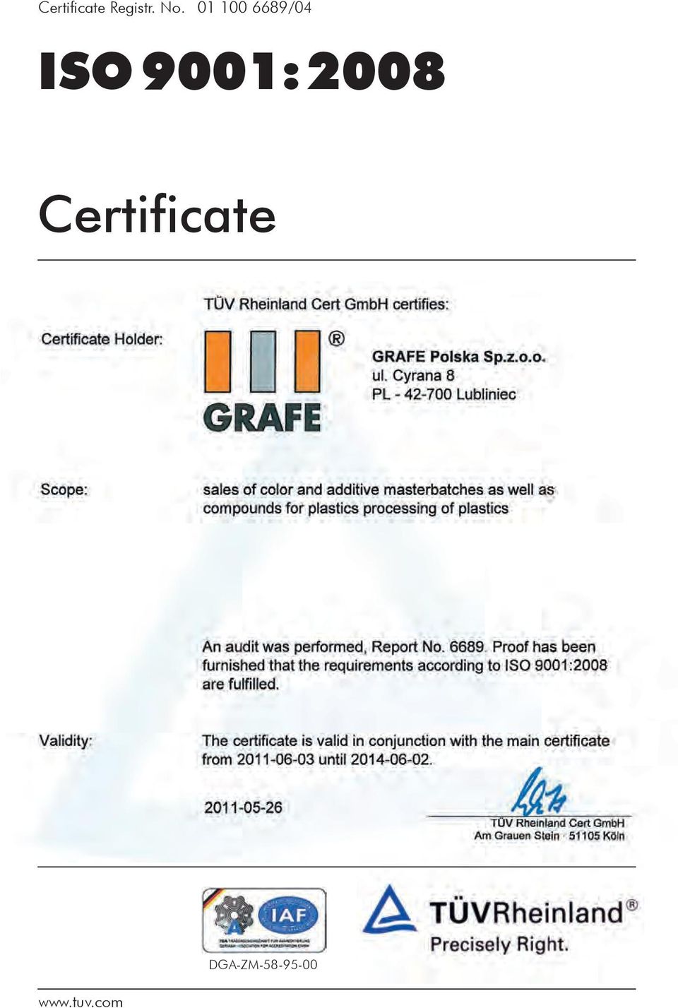 9001:2008 Certificate