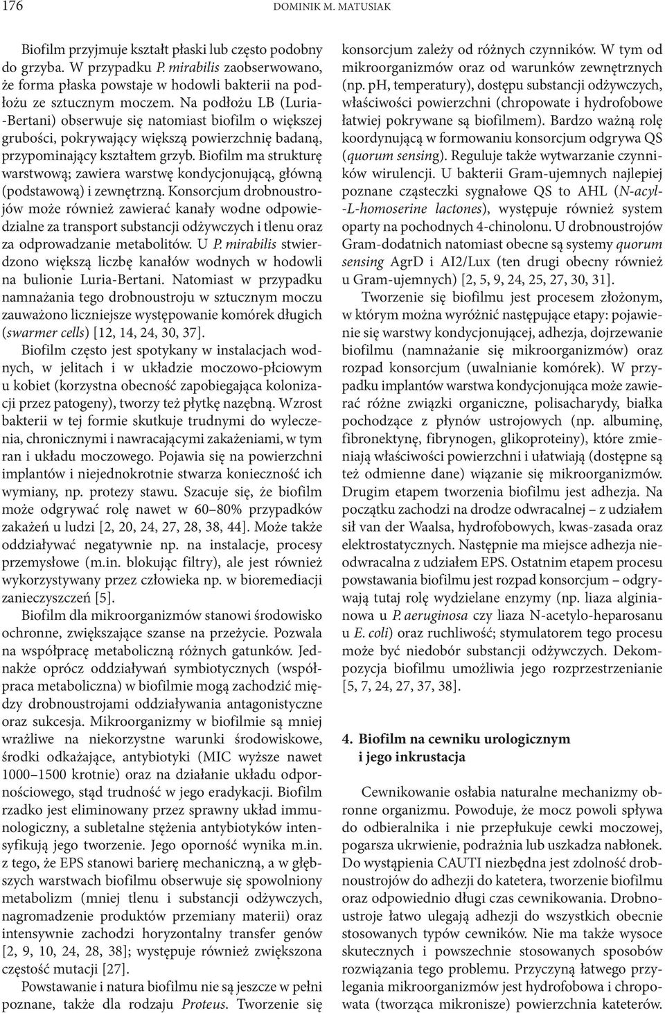 Na podłożu LB (Luria- -Bertani) obserwuje się natomiast biofilm o większej grubości, pokrywający większą powierzchnię badaną, przypominający kształtem grzyb.
