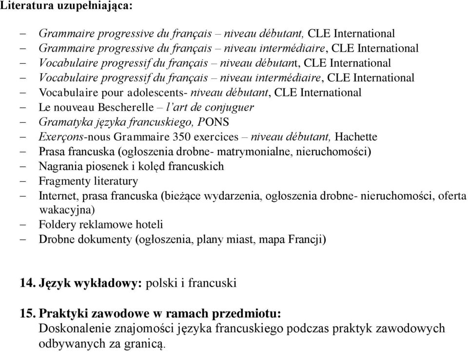 Bescherelle l art de conjuguer Gramatyka języka francuskiego, PONS Exerçons-nous Grammaire 350 exercices niveau débutant, Hachette Prasa francuska (ogłoszenia drobne- matrymonialne, nieruchomości)
