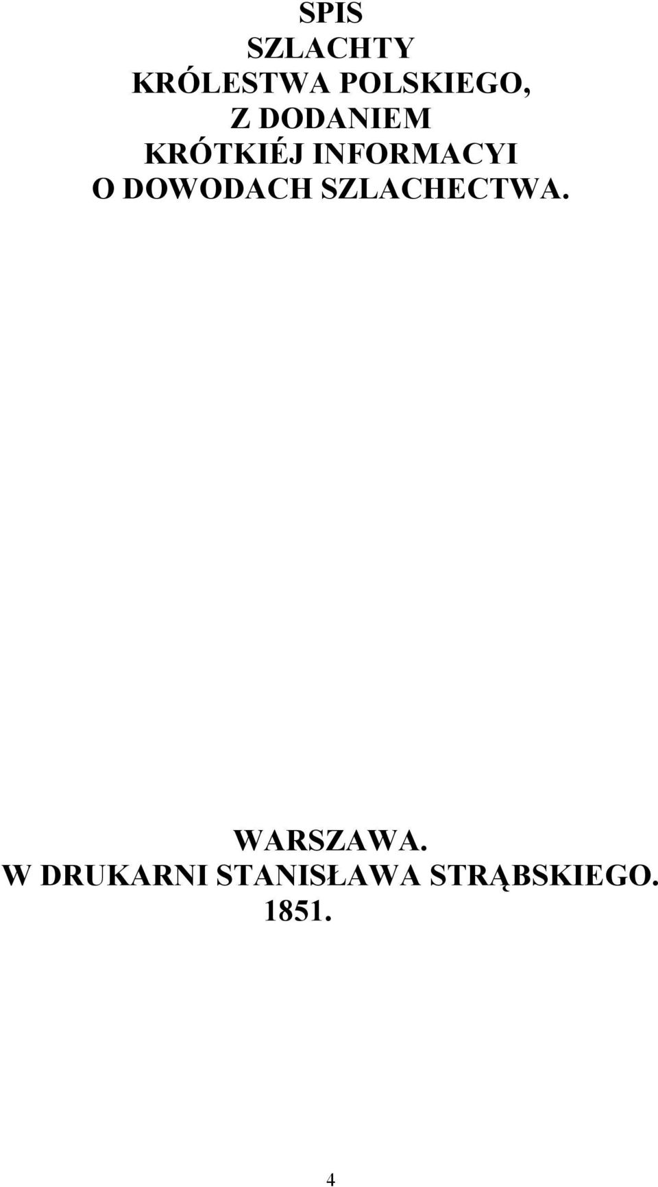 DOWODACH SZLACHECTWA. WARSZAWA.