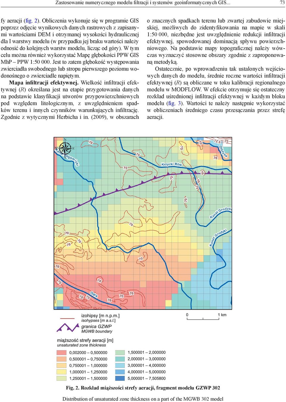 wartości należy odnosić do kolejnych warstw modelu, licząc od góry). W tym celu można również wykorzystać Mapę głębokości PPW GIS MhP PPW 1:50 000.