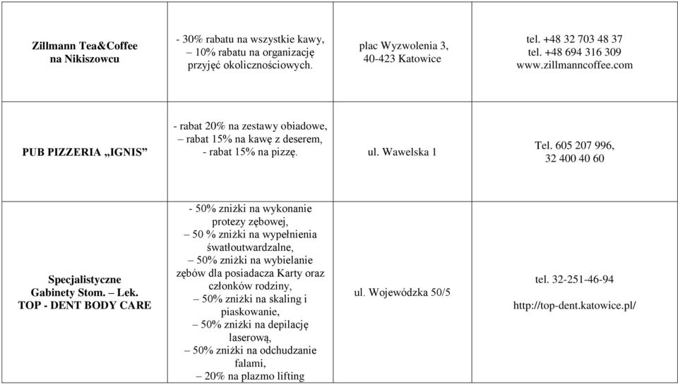 605 207 996, 32 400 40 60 Specjalistyczne Gabinety Stom. Lek.