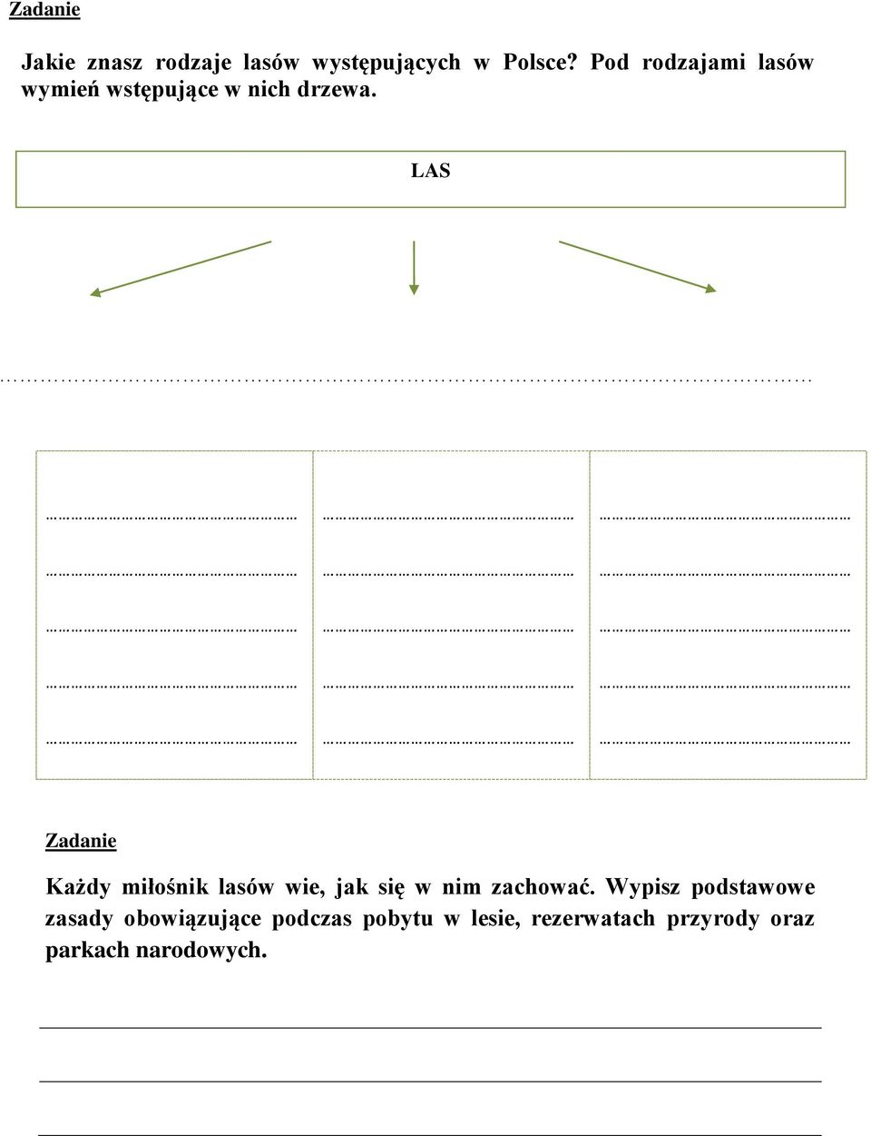 LAS Zadanie Każdy miłośnik lasów wie, jak się w nim zachować.