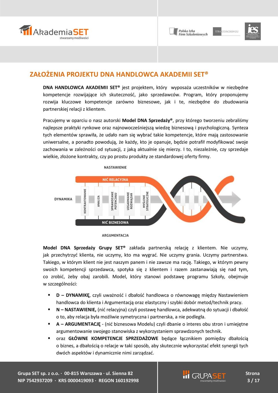 Pracujemy w oparciu o nasz autorski Model DNA Sprzedaży, przy którego tworzeniu zebraliśmy najlepsze praktyki rynkowe oraz najnowocześniejszą wiedzę biznesową i psychologiczną.