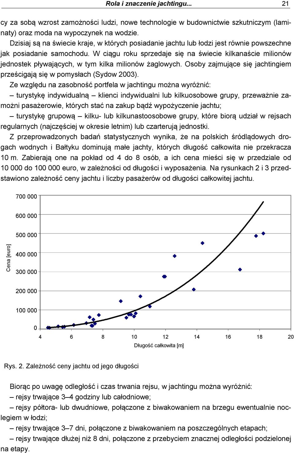 W ciągu roku sprzedaje się na świecie kilkanaście milionów jednostek pływających, w tym kilka milionów żaglowych. Osoby zajmujące się jachtingiem prześcigają się w pomysłach (Sydow 2003).