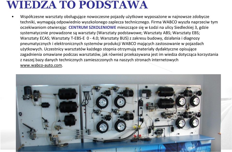 Warsztaty ABS; Warsztaty EBS; Warsztaty ECAS; Warsztaty T-EBS-E 0-4.