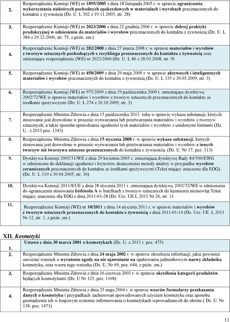 28) Rozporządzenie Komisji (WE) nr 2023/2006 z dnia 22 grudnia 2006 r. w sprawie dobrej praktyki produkcyjnej w odniesieniu do materiałów i wyrobów przeznaczonych do kontaktu z żywnością (Dz. U.