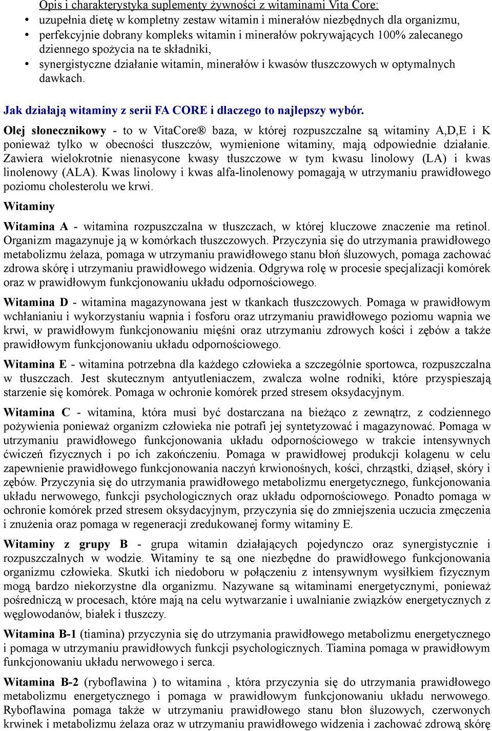Jak działają witaminy z serii FA CORE i dlaczego to najlepszy wybór.