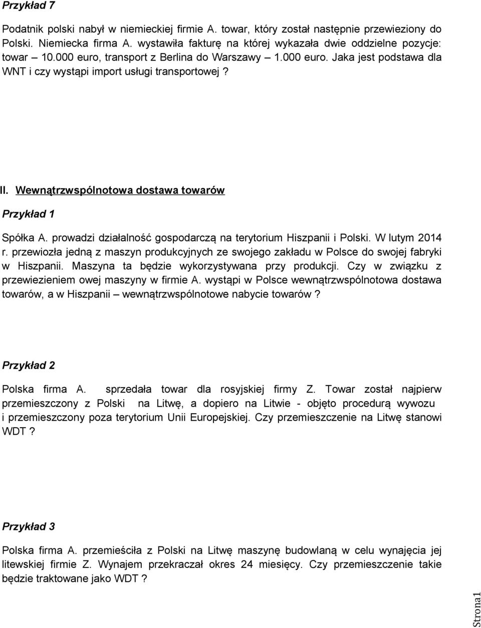 prowadzi działalność gospodarczą na terytorium Hiszpanii i Polski. W lutym 2014 r. przewiozła jedną z maszyn produkcyjnych ze swojego zakładu w Polsce do swojej fabryki w Hiszpanii.