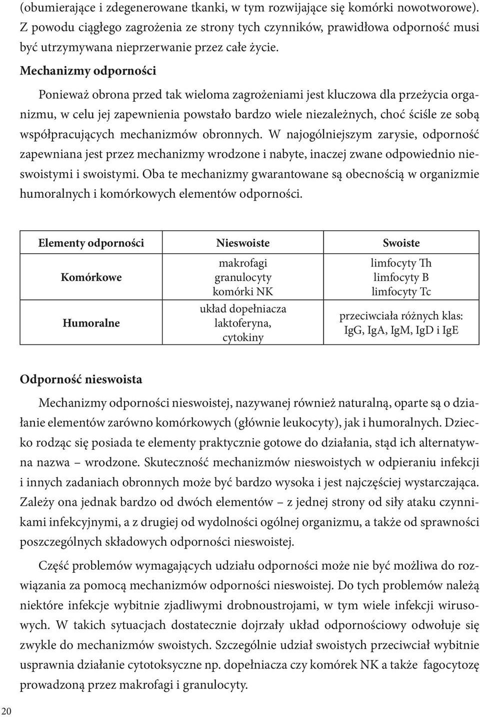 Mechanizmy odporności Ponieważ obrona przed tak wieloma zagrożeniami jest kluczowa dla przeżycia organizmu, w celu jej zapewnienia powstało bardzo wiele niezależnych, choć ściśle ze sobą