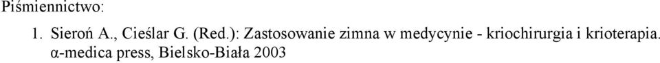 ): Zastosowanie zimna w medycynie -