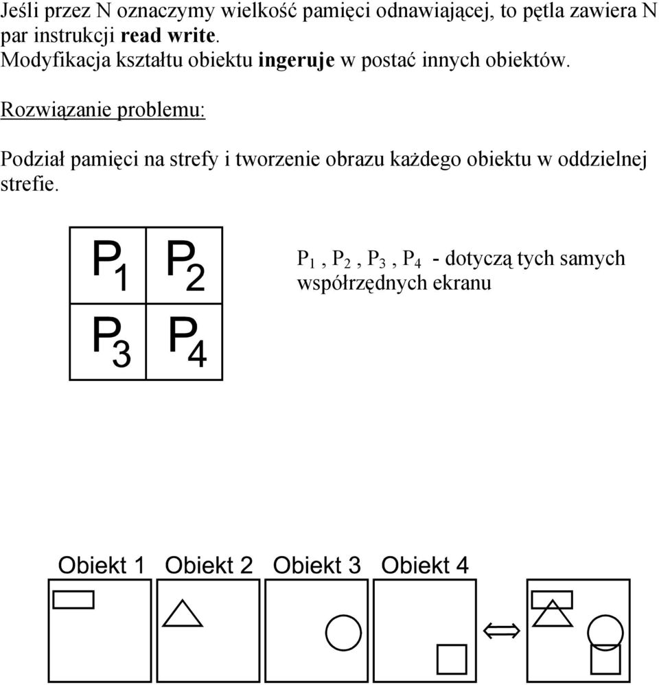 Modyfikacja kształtu obiektu ingeruje w postać innych obiektów.