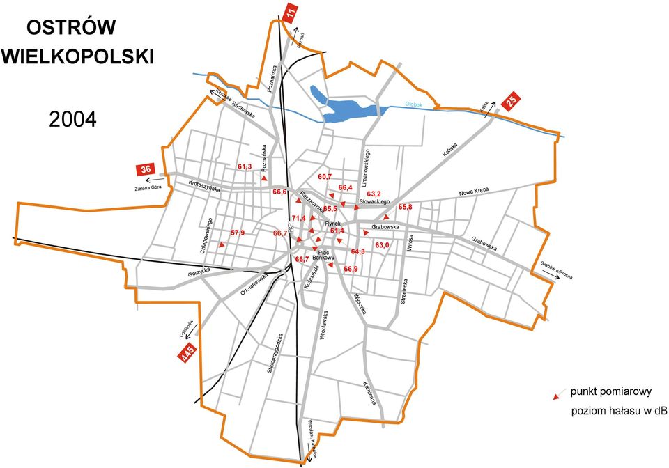 60,7 65,5 66,4 66,9 63,2 Słowackiego Wysocka Limanowskiego 64,3 Grabowska 63,0 65,8 Strzelecka Witosa Kaliska Nowa