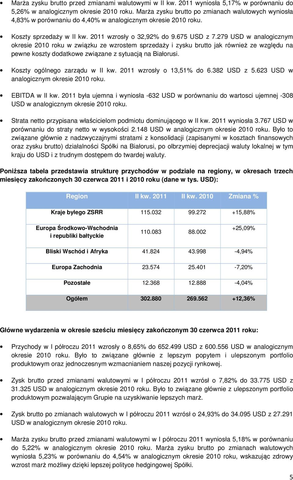 279 w analogicznym okresie roku w związku ze wzrostem sprzedaży i zysku brutto jak również ze względu na pewne koszty dodatkowe związane z sytuacją na Białorusi. Koszty ogólnego zarządu w II kw.