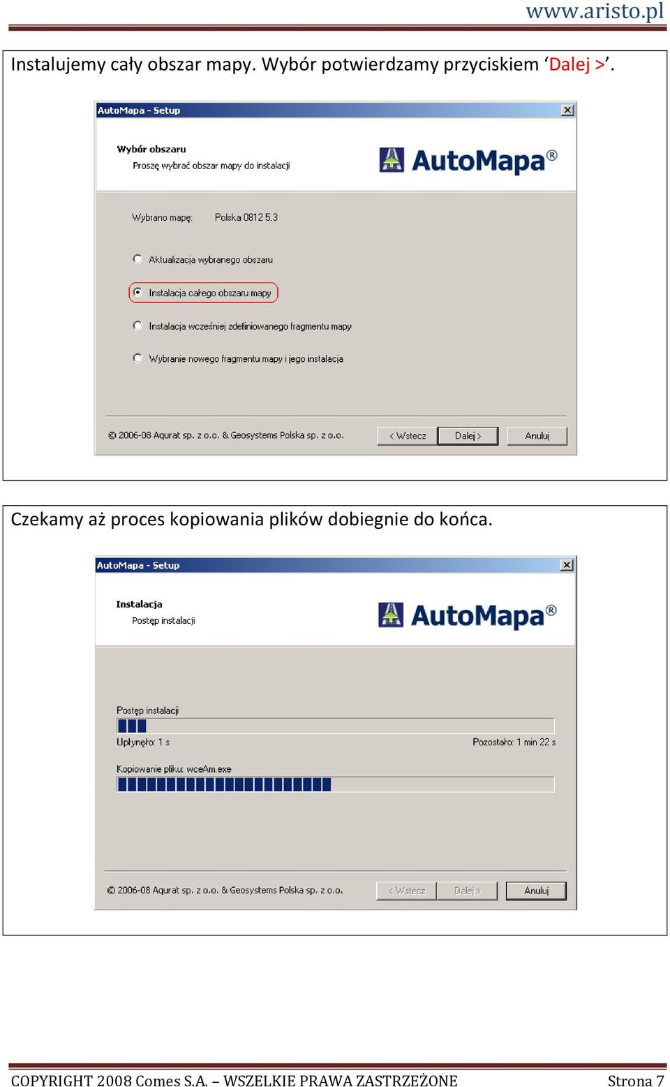 Czekamy aż proces kopiowania plików dobiegnie