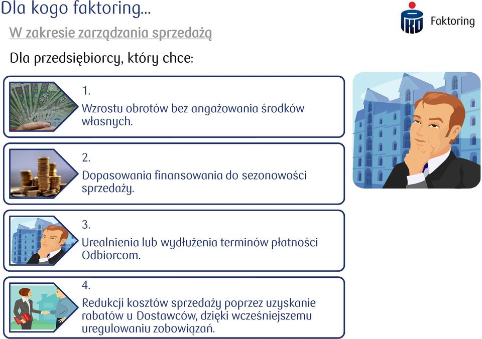 Dopasowania finansowania do sezonowości sprzedaży. 3.