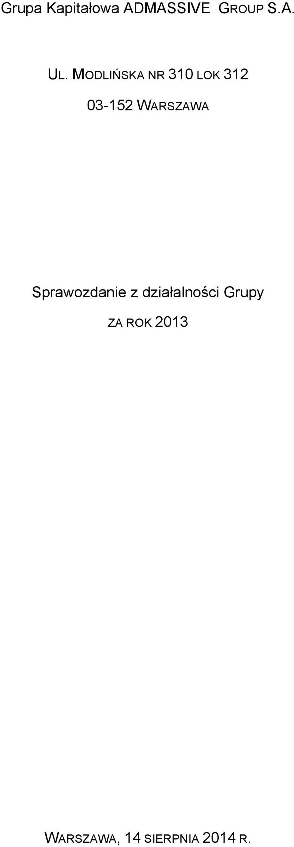 WARSZAWA Sprawozdanie z działalności