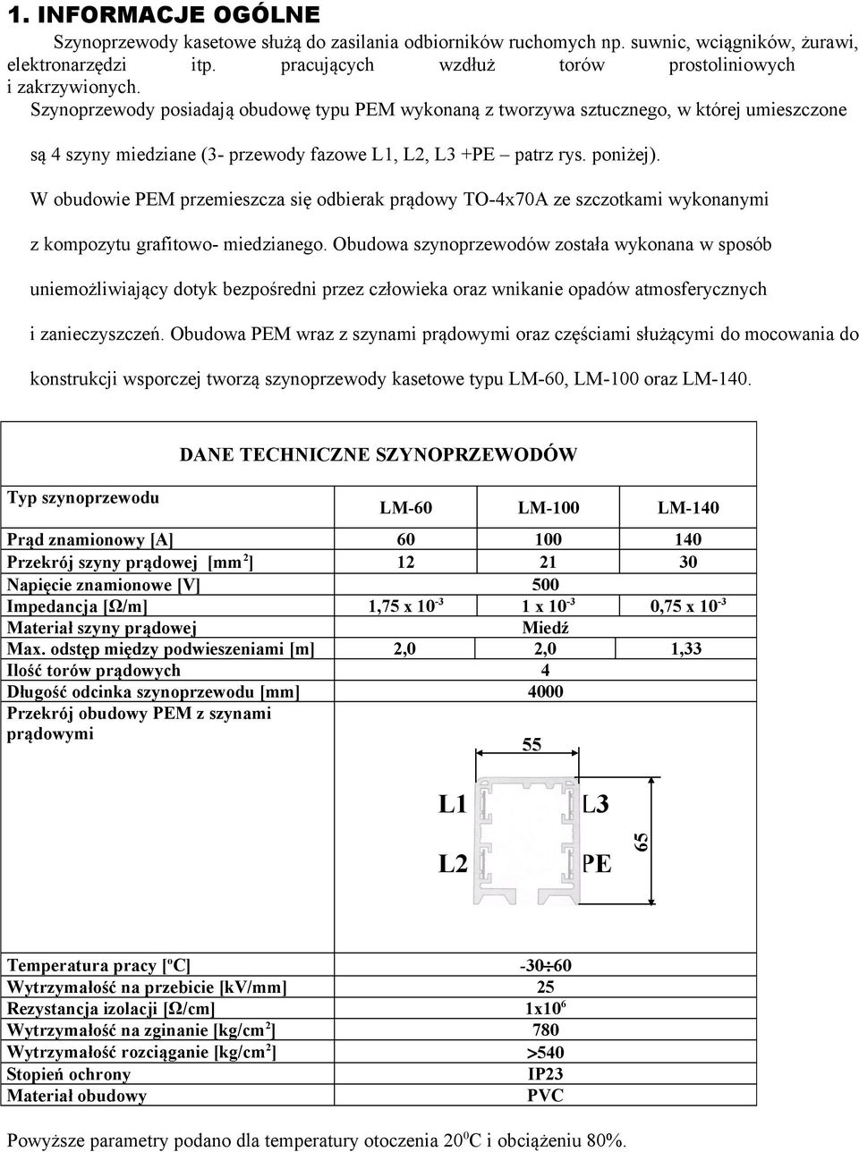 W obudowie PEM przemieszcza się odbierak prądowy TO-4x70A ze szczotkami wykonanymi z kompozytu grafitowo- miedzianego.