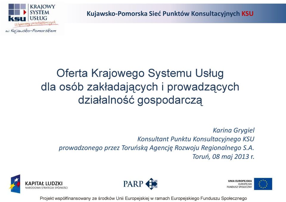 przez Toruńską Agencję Rozwoju Regionalnego S.A. Toruń, 08 maj 2013 r.