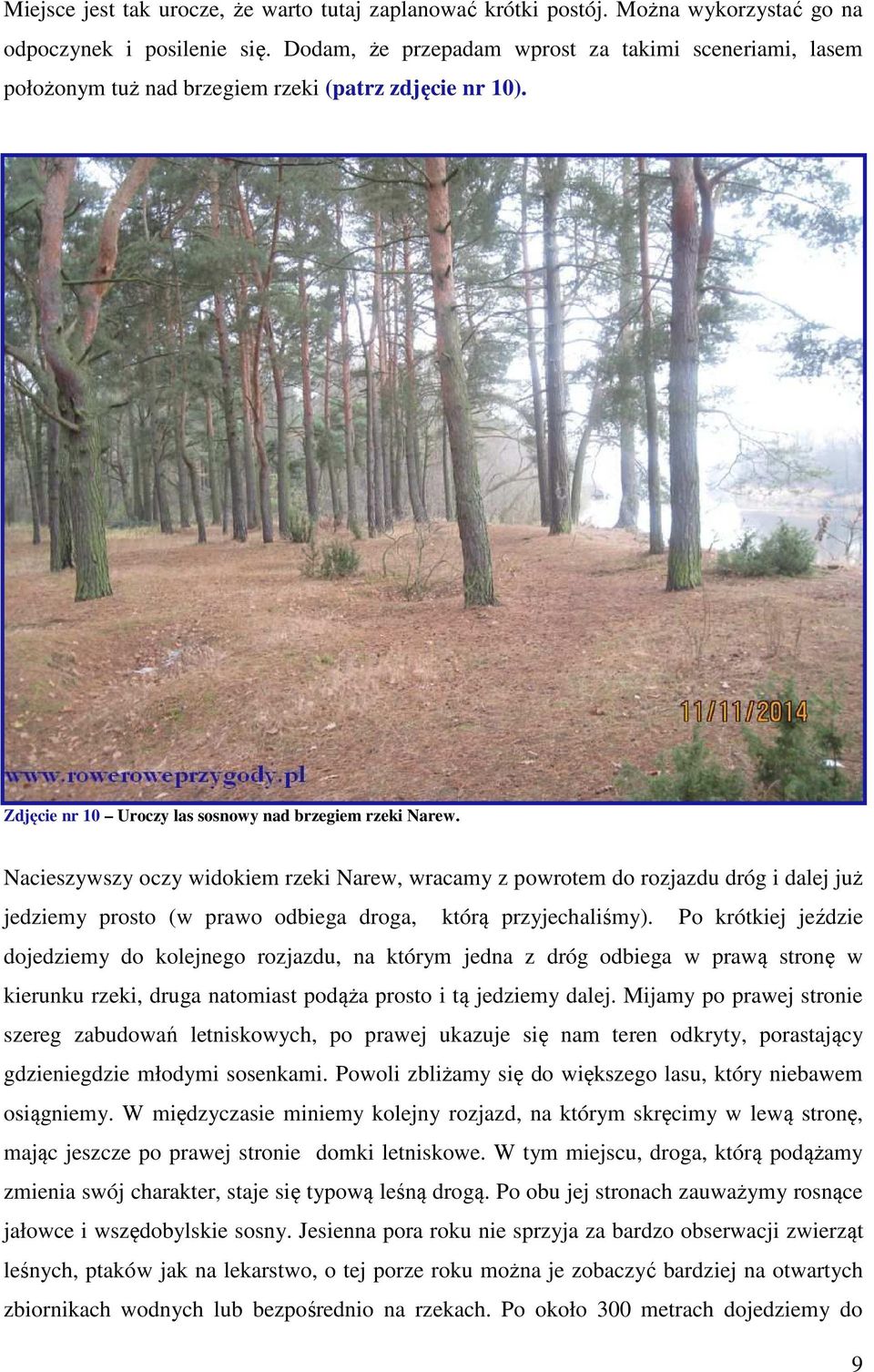 Nacieszywszy oczy widokiem rzeki Narew, wracamy z powrotem do rozjazdu dróg i dalej już jedziemy prosto (w prawo odbiega droga, którą przyjechaliśmy).