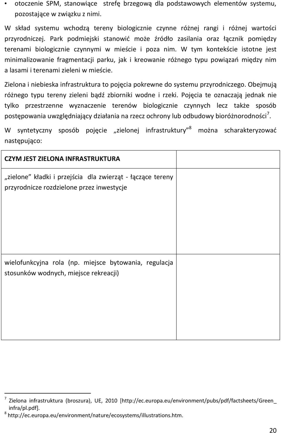 Park podmiejski stanowić może źródło zasilania oraz łącznik pomiędzy terenami biologicznie czynnymi w mieście i poza nim.