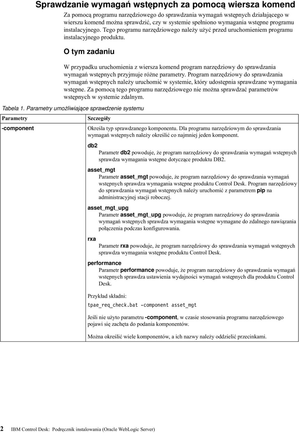 O tym zadaniu W przypadku uruchomienia z wiersza komend program narzędziowy do sprawdzania wymagań wstępnych przyjmuje różne parametry.