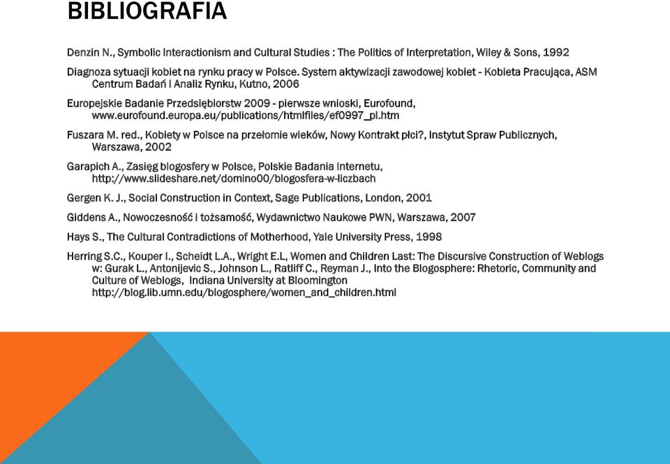eu/publications/htmlfiles/ef0997_pl.htm Fuszara M. red., Kobiety w Polsce na przełomie wieków, Nowy Kontrakt płci?, Instytut Spraw Publicznych, Warszawa, 2002 Garapich A.
