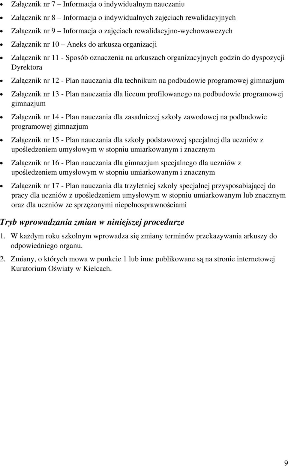 programowej gimnazjum Załącznik nr 13 - Plan nauczania dla liceum profilowanego na podbudowie programowej gimnazjum Załącznik nr 14 - Plan nauczania dla zasadniczej szkoły zawodowej na podbudowie