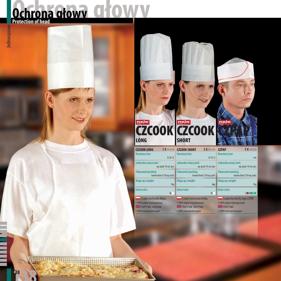 SHORT SHORT 8,10,12 Czapka kucharska krótka. Chef s hat.