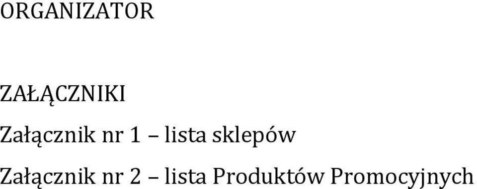 sklepów Załącznik nr 2