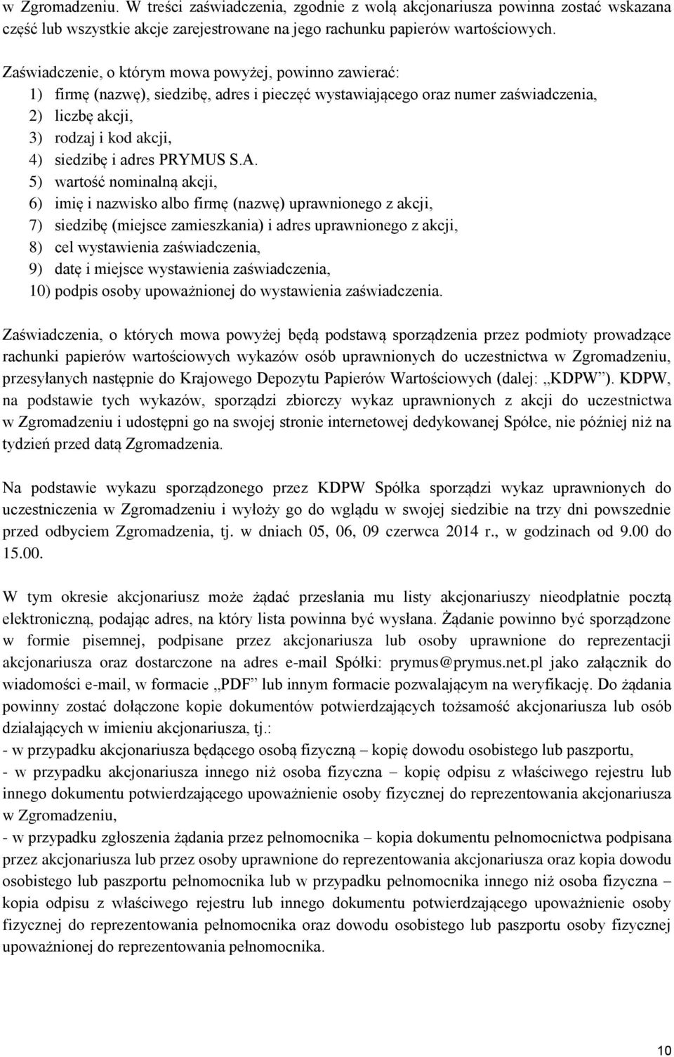 adres PRYMUS S.A.