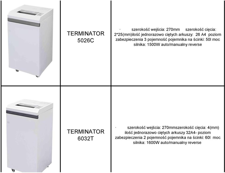 reverse TERMINATOR 6032T szerokość wejścia: 270mmszerokość cięcia: 4(mm) ilość jednorazowo ciętych