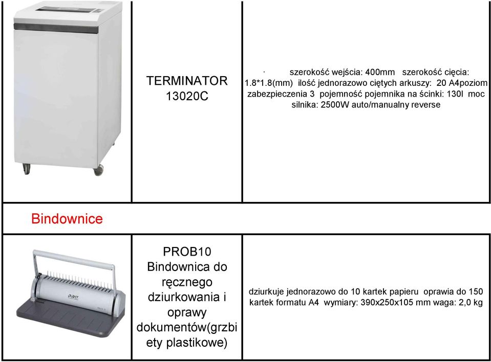 moc silnika: 2500W auto/manualny reverse Bindownice PROB10 Bindownica do ręcznego dziurkowania i oprawy