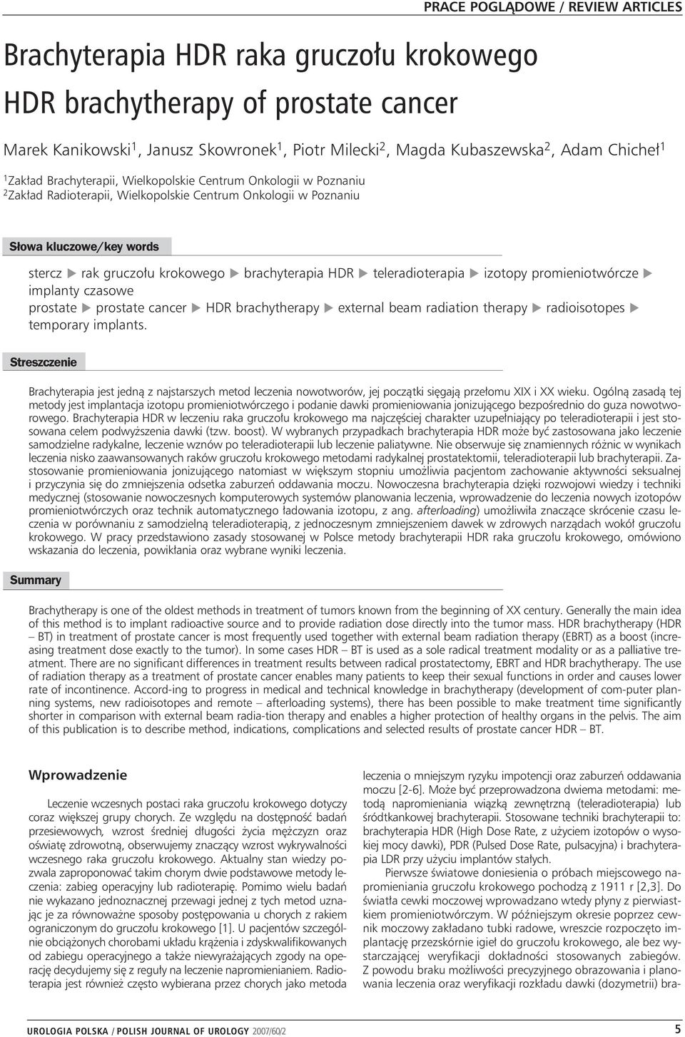 izotopy promieniotwórcze implanty czasowe prostate prostate cancer HDR brachytherapy external beam radiation therapy radioisotopes temporary implants.