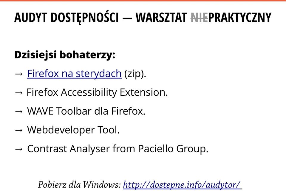 WAVE Toolbar dla Firefox. Webdeveloper Tool.