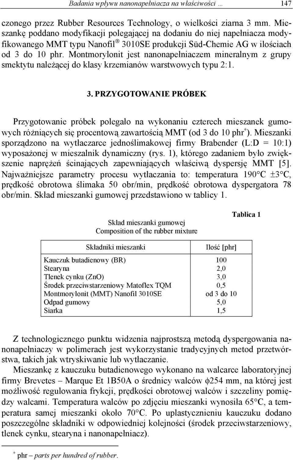 Montmorylonit jest nanonapełniaczem mineralnym z grupy smektytu należącej do klasy krzemianów warstwowych typu 2:1. 3.