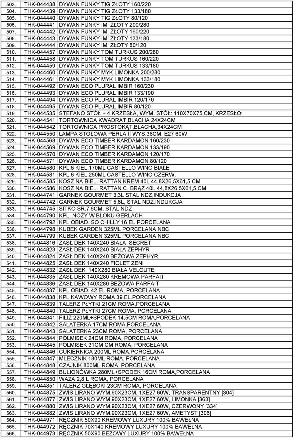 THK-044458 DYWAN FUNKY TOM TURKUS 160/220 512. THK-044459 DYWAN FUNKY TOM TURKUS 133/180 513. THK-044460 DYWAN FUNKY MYK LIMONKA 200/280 514. THK-044461 DYWAN FUNKY MYK LIMONKA 133/180 515.