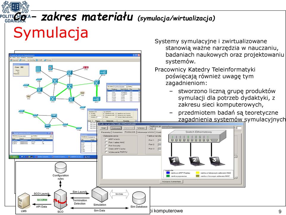 Pracownicy Katedry Teleinformatyki poświęcają również uwagę tym zagadnieniom: stworzono liczną grupę produktów symulacji dla potrzeb dydaktyki, z zakresu